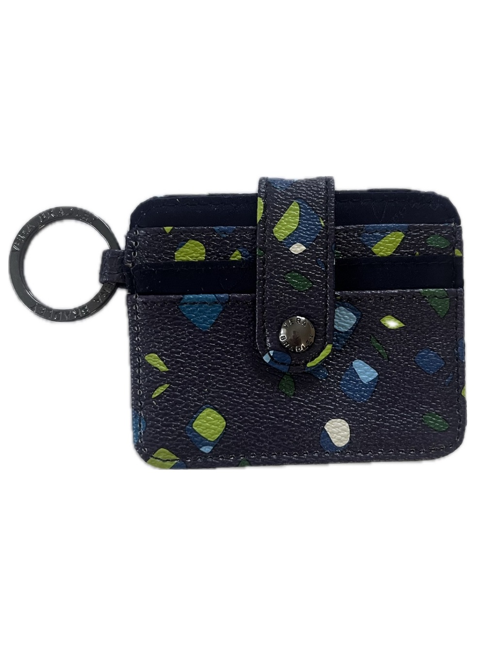 Vera Bradley Ink Spots "In a Snap" ID Card Case Wallet Keychain